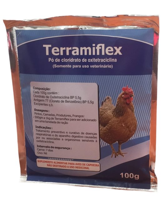 TERRAMIFLEX-CLORIDRATO DE OXITETRACICLINA PÓ ORAL 100G CX-10